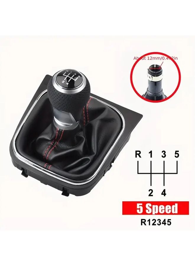 Black Leather Plastic Gear Shift Knob Gaiter Cover For Volkswagen Golf 5 6 MK5 MK6 - Image 2